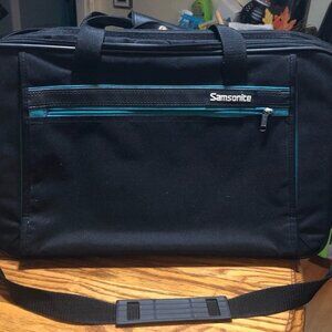 1991 Samsonite Legacy Sport Black/Teal Luggage Tote 20" X 13"